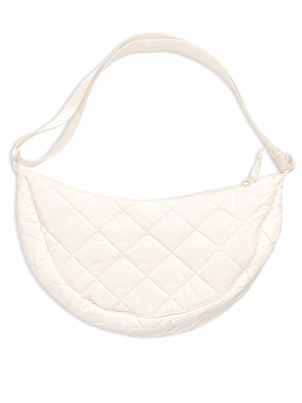 Uniqlo Quilted Crescent Crossbody Bag Cream Water Repellent - Picture 3 of 3